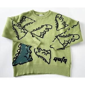 Aelfric Eden Green Dinosaur Crewneck Sweater Women's Size Medium